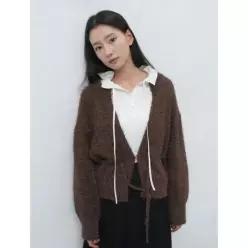 제너럴아이디어 GENERALIDEA 롱헤어 루즈핏 가디건 [BROWN] / WBE4L04549