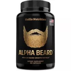 Hollis Nutrition Alpha Beard 성장 비타민, DHT 차단제, 남성용 수염 및 모발 보충제, 미국 제조 430790