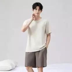 Hyozy 남성 순면 반팔 반바지 잠옷 파자마 홈웨어 이지웨어 세트
