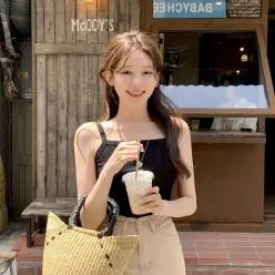 (국내제작)레이셀 쫀쫀 골지 스퀘어넥 슬리브리스 nt4118