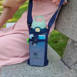 물병 매쉬 가방 여행 휴대용 텀블러 물컵 크로스 파우치 커버 IZw35LBG