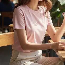 [라일리여성의류] Rly 여성 반팔 티셔츠 무지 상의 스판 데일리