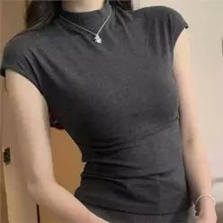 [라일리여성의류] Rly 티셔츠 슬림핏 하프넥 글램 상의 목폴라 민소매