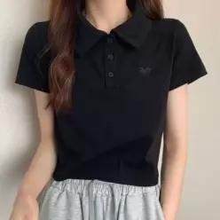 [라일리여성의류] Rly 스포티 칼라 크롭 반팔티 53299694)