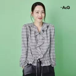 더엣지 [1만원인하]26FW 페플럼 체크 블라우스 2종