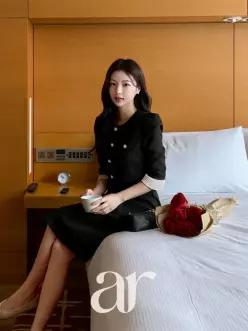 (국내제작)(MADE/플레어H라인) 루시 2라인 배색 소매 크롭탑 가을원피스 op15425