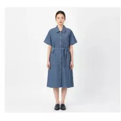 스튜디오톰보이 핀스트라이프 데님 벨티드 반팔 원피스(9176341987)