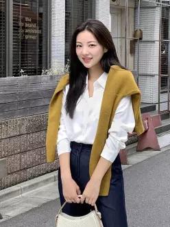 (XL/링클프리) 모먼트 포켓 루즈핏 링클프리 카라 포켓 가을블라우스 bs7730
