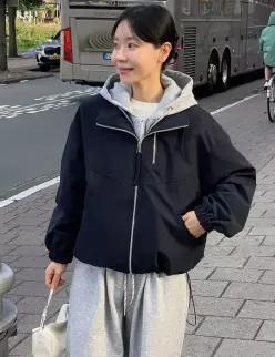 커먼스 후드 레이어드 집업 점퍼 (2 color)