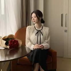 (긴팔ver/여신룩) 더로맨틱 리보닝 레이스 가을블라우스 bs7745