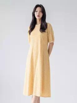 PAT여성 스트라이프 라운드넥 원피스_1K42804 437613
