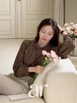 (국내제작)(퇴근즉시데이트/첫눈여리핏) 메로아 타이 가을블라우스 bs7764