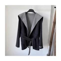 바바라옷장 250007 - 숄카라 배색 울코트 울70% 브랜드공정 캐시미어코트 여성겨울코트 핸드메이드코트 후