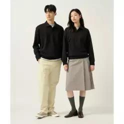빈폴 BEANPOLE MEN 더블니트 칼라넥 스웨트 셔츠 블랙 BC5841C015 525421