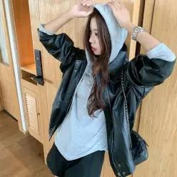 [라일리여성의류] Rly 버튼 후드 헨리넥 티셔츠