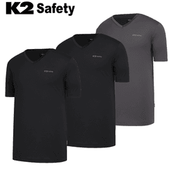K2 네오 드라이셀 브이넥 3종 세트(블랙+블랙+차콜) 쿨링 소재 브이넥 티셔츠