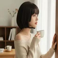 [하프클럽/]여성 3컬러 풀뱅 앞머리 히메컷 커팅C컬 단발 통가발