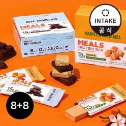 인테이크 밀스 프로틴바 단백질15g 2종 딥초코/바닐라카라멜 (총 16개입)