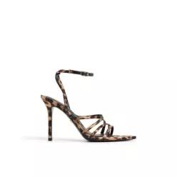 Aldo 알도 솔라니아 표범 무늬 오픈 토 스틸레토 샌들 - 브라운 멀티 7636673