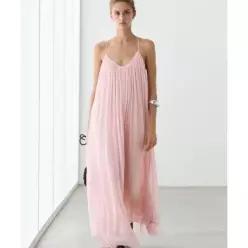 MASSIMO DUTTI 플루이드 플리츠 스트랩 원피스 1061358