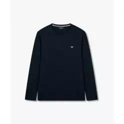 매장정품 EMPORIO ARMANI UNDERWEAR 남성 배색 로고 자수 라운지 티셔츠_블루 0816336015