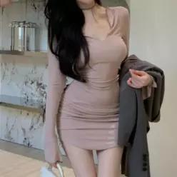 [라일리여성의류] Rly 슬림핏 긴팔 미니 원피스 여성용