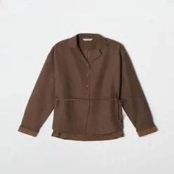 스파오 오픈칼라 허리끈 블라우스_SPBWG23W05 SPBWG23W05