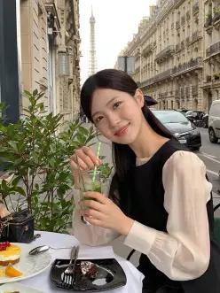 (국내제작)(텐셀함유/레이어드템/청순가련무드) 샤브레 퍼프 레이어드 텐셀 가을블라우스 bs8006