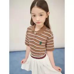 빈폴 키즈 여아 스트라이프 반소매 피케티셔츠 브릭 BI5742G03C 5229855