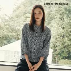 [2만원 인하]라삐아프 26FW 핀턱 볼륨 블라우스 2종(깅엄체크+블랙)(런칭 가격 79,900원)