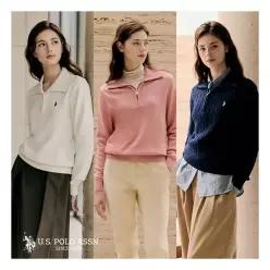 유에스피에이 쿠폰혜택U.S POLO ASSN. 25FW 하프집업 니트 3종 여성