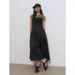 [매장정품] GENERAL IDEA WOMAN 레이스 슬리브리스 롱 원피스 [BLACK] / GF2LOP505