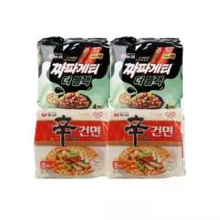 농심 짜파게티 더블랙 8개 + 신라면 건면 10개