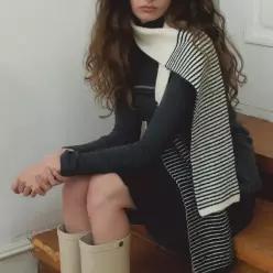 [벤시몽] [선물포장] COLOR BLOCK KNIT MUFFLER - 4color