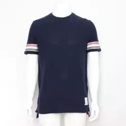 톰브라운 텍스처드 쇼츠 라운드 반팔티셔츠 네이비 남성 티셔츠 MJS204A J0046 415 152899059