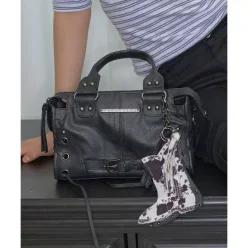 매장정품 FANCY CLUB 벨티드 워싱 비건 레더 미니백 (BLACK) F26QE991
