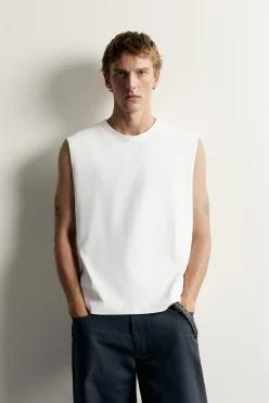 ZARA 자라 콤비 네크라인 탱크탑 화이트 5584 310 250