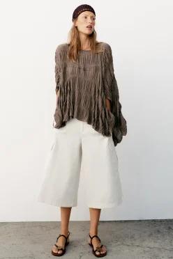 ZARA 자라 텍스처드 케이프 탑 밍크 Mink 5067/283/706