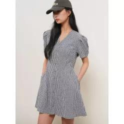 [매장정품] GENERAL IDEA WOMAN 볼륨 미니 원피스 [CHECK] / GF2LOP511
