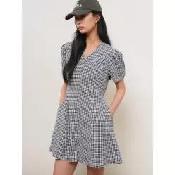 [매장정품] GENERAL IDEA WOMAN 볼륨 미니 원피스 [CHECK] / GF2LOP511