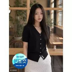 [매장정품] GENERAL IDEA WOMAN 온도컷 쿨 에센셜 하프 가디건 [BLACK] / GF2LKC541