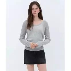 무신사 스탠다드 우먼 MUSINSA STANDARD 우먼즈 린넨 블렌드 리브드 브이 넥 시
