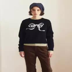 [벤시몽] RIBBON JACQUARD KNIT - DARK NAVY