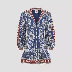 [D14]FARM RIO 350091 26067 LUNA BLUE 여성 원피스 드레스 Farm Rio Luna Blue Mini Dress