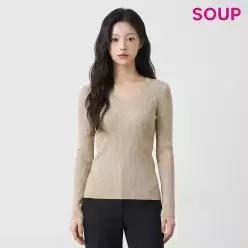 심플 골지 브이넥 니트 (SAALK91) (택가격: 78000원)