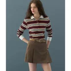 드로우핏 우먼 DRAWFIT WOMEN 멀티 스트라이프 슬림 카라 피케 티셔츠 [BURGUNDY] DFWMTS5301BU 464228