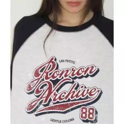 RONRON VINTAGE ARCHIVE RAGLAN LONG SLEEVE WHITE MELANGE NAVY RR26ALT5396WN 996998