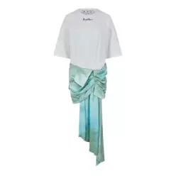 Off White 오프 화이트 크루 넥 미디 티셔츠 드레스 - 연한 파랑 7749753