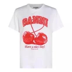 [S27]가니 A1050247151 여성 티셔츠 긴팔 반팔티 피케셔츠 폴로티 로고 WHITE COTTON