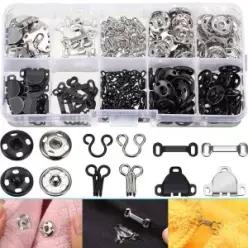 100PCS 세트 바느질 후크 눈 의류 고정 도구 금속 스냅 버튼 바지 스커트 드레스에 대 한 패스너 DIY 공급